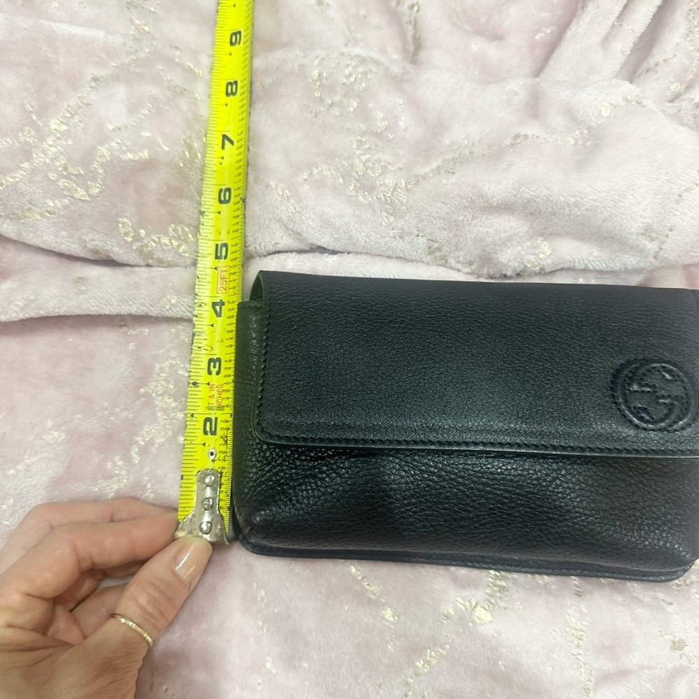 Authentic Gucci Textured Black Leather Pouch